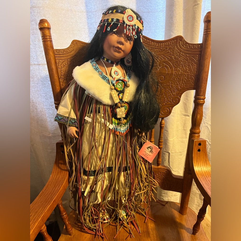 Native American Style Doll with Beaded Dress